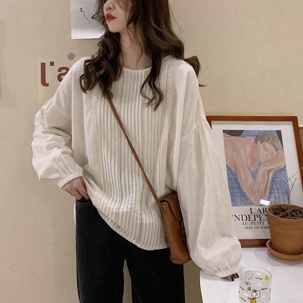 ボリュームスリーブピンタックシャツ 4111-お取り寄せ4111-画像5-韓国ファッション通販POPREA［ポップリア］