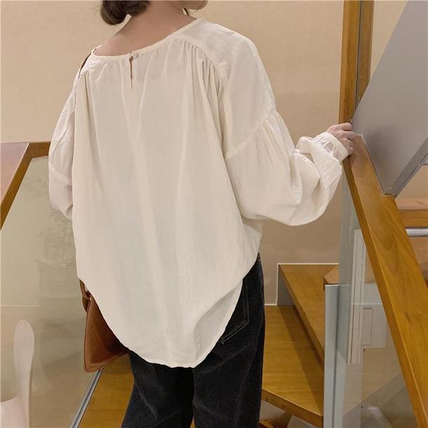 ボリュームスリーブピンタックシャツ 4111-お取り寄せ4111-画像7-韓国ファッション通販POPREA［ポップリア］