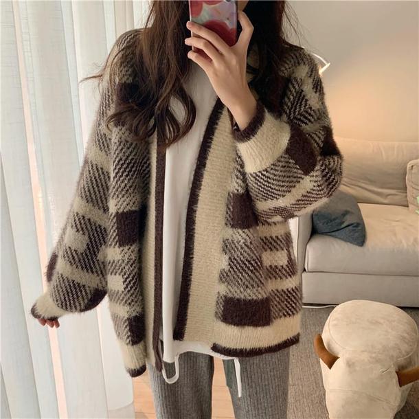 カフェラテオーバーカーディガン 4144-お取り寄せ4144-画像10-韓国ファッション通販POPREA［ポップリア］