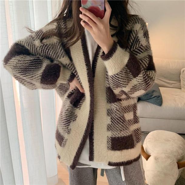 カフェラテオーバーカーディガン 4144-お取り寄せ4144-画像3-韓国ファッション通販POPREA［ポップリア］