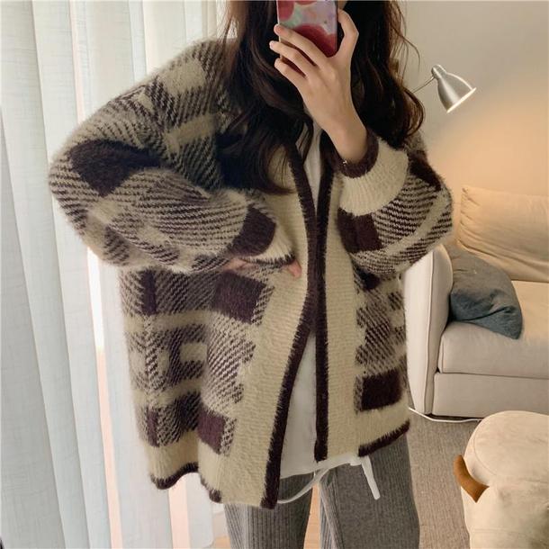 カフェラテオーバーカーディガン 4144-お取り寄せ4144-画像1-韓国ファッション通販POPREA［ポップリア］