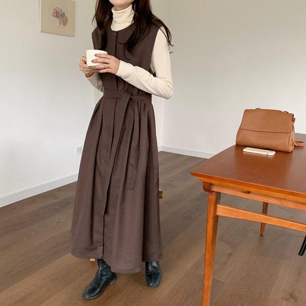 チョコラテロングワンピース 4152-お取り寄せ4152-画像14-韓国ファッション通販POPREA［ポップリア］