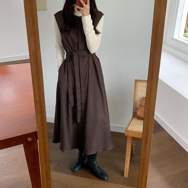 チョコラテロングワンピース 4152-お取り寄せ4152-画像3-韓国ファッション通販POPREA［ポップリア］