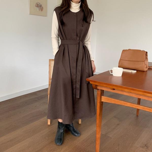 チョコラテロングワンピース 4152-お取り寄せ4152-画像4-韓国ファッション通販POPREA［ポップリア］