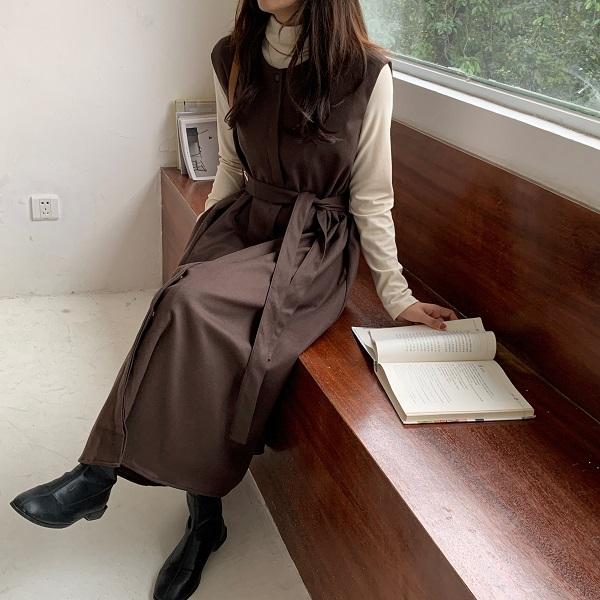 チョコラテロングワンピース 4152-お取り寄せ4152-画像6-韓国ファッション通販POPREA［ポップリア］