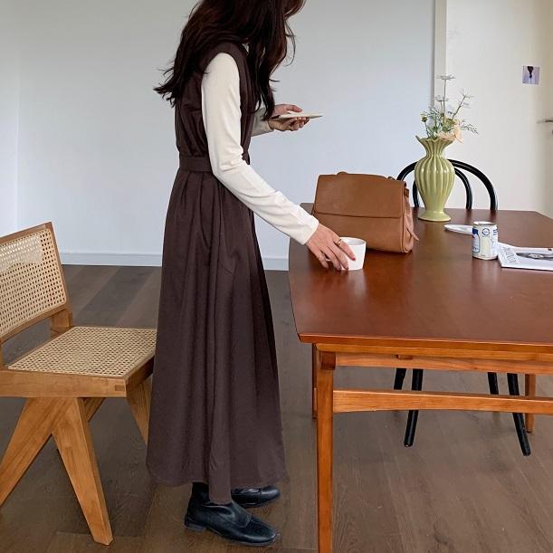 チョコラテロングワンピース 4152-お取り寄せ4152-画像9-韓国ファッション通販POPREA［ポップリア］