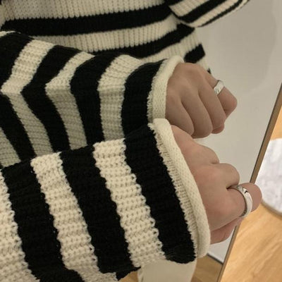 タートルネックルーズボーダーニット 4156-お取り寄せ4156-画像5-韓国ファッション通販POPREA［ポップリア］