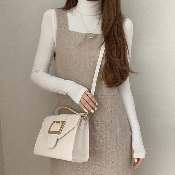 フレンチフェイクウールジャンスカ 4158-apricot_お取り寄せ41582-画像2-韓国ファッション通販POPREA［ポップリア］