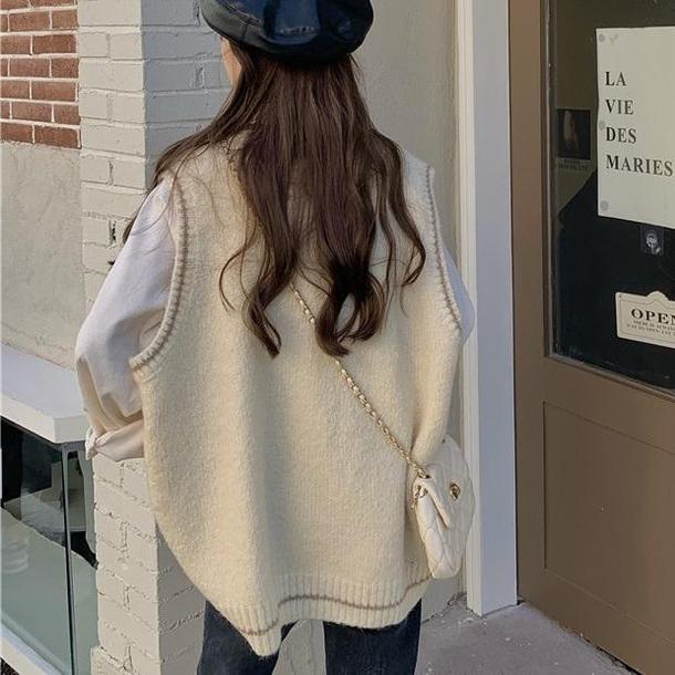 Vネックラインニット＆ルーズシャツ 4190-お取り寄せ4190-画像5-韓国ファッション通販POPREA［ポップリア］