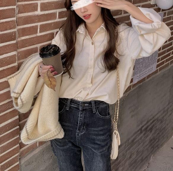 Vネックラインニット＆ルーズシャツ 4190-お取り寄せ4190-画像8-韓国ファッション通販POPREA［ポップリア］