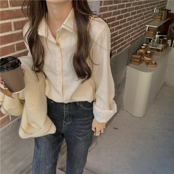 Vネックラインニット＆ルーズシャツ 4190-お取り寄せ4190-画像9-韓国ファッション通販POPREA［ポップリア］