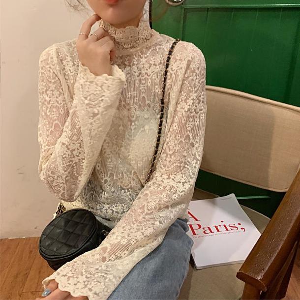 カフェカラーニット＆レースインナー 4194-お取り寄せ4194-画像12-韓国ファッション通販POPREA［ポップリア］