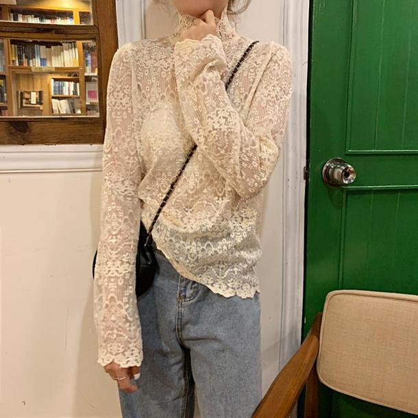 カフェカラーニット＆レースインナー 4194-お取り寄せ4194-画像15-韓国ファッション通販POPREA［ポップリア］