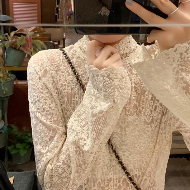 カフェカラーニット＆レースインナー 4194-お取り寄せ4194-画像16-韓国ファッション通販POPREA［ポップリア］