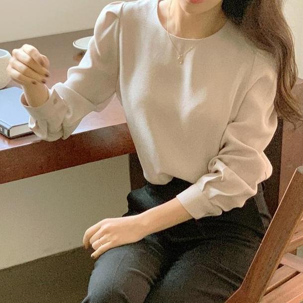 シンプルパフスリーブブラウス 4204-お取り寄せ4204-画像5-韓国ファッション通販POPREA［ポップリア］