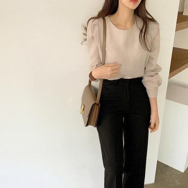 シンプルパフスリーブブラウス 4204-お取り寄せ4204-画像6-韓国ファッション通販POPREA［ポップリア］