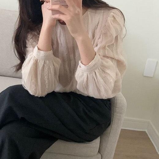 ラウンドネックハニーブラウス 4210-お取り寄せ4210-画像10-韓国ファッション通販POPREA［ポップリア］