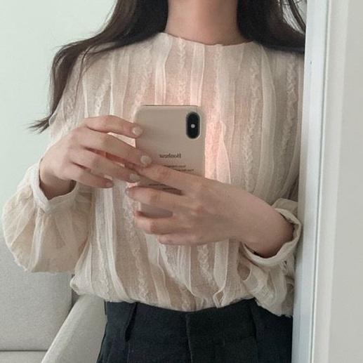 ラウンドネックハニーブラウス 4210-お取り寄せ4210-画像2-韓国ファッション通販POPREA［ポップリア］