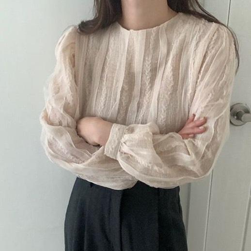 ラウンドネックハニーブラウス 4210-お取り寄せ4210-画像3-韓国ファッション通販POPREA［ポップリア］