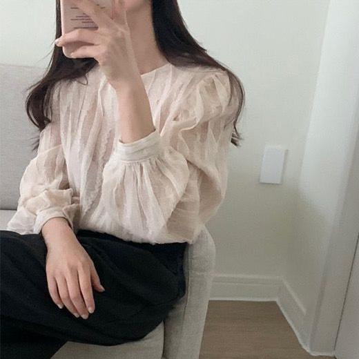 ラウンドネックハニーブラウス 4210-お取り寄せ4210-画像4-韓国ファッション通販POPREA［ポップリア］