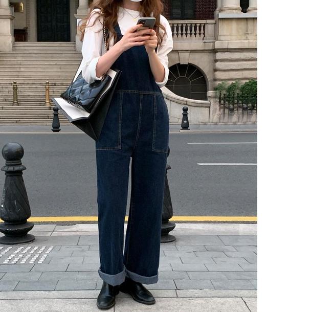 デニムステッチオーバーオール 4211-お取り寄せ4211-画像2-韓国ファッション通販POPREA［ポップリア］