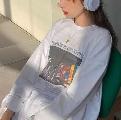 カジュアルプリントホワイトロンTee 4258-お取り寄せ4258-画像5-韓国ファッション通販POPREA［ポップリア］