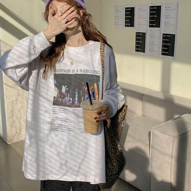 カジュアルプリントホワイトロンTee 4258-お取り寄せ4258-画像1-韓国ファッション通販POPREA［ポップリア］