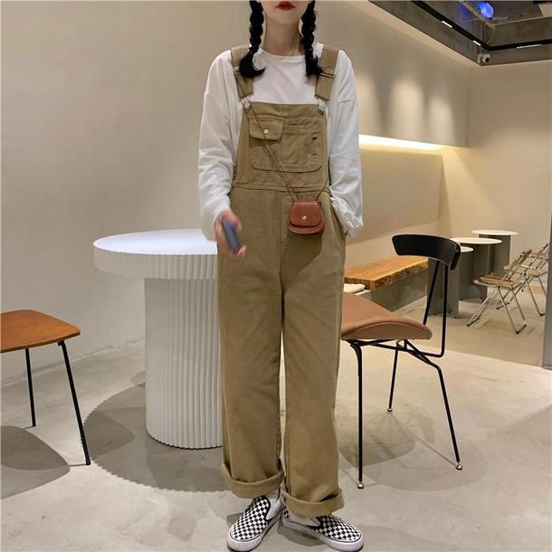 ルーズサロペットオーバーオール 4260-beige_お取り寄せ42601-画像1-韓国ファッション通販POPREA［ポップリア］