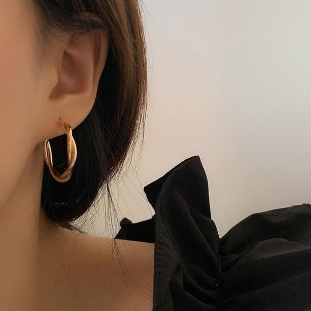 ロープデザインピアス 4278-gold_お取り寄せ42781-画像1-韓国ファッション通販POPREA［ポップリア］