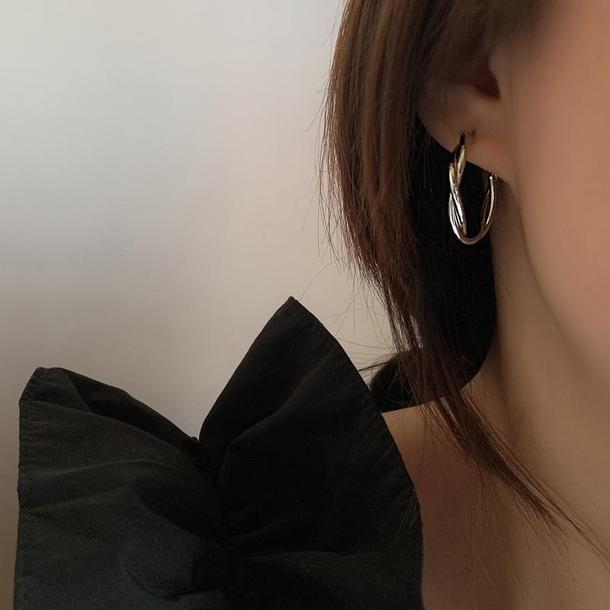 ロープデザインピアス 4278-silver_お取り寄せ42782-画像2-韓国ファッション通販POPREA［ポップリア］