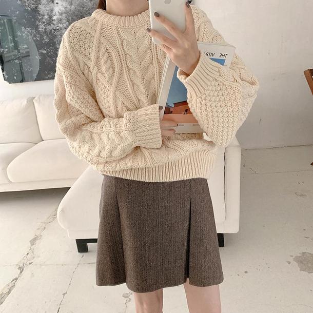 ラウンドネックビッグツイストニット 4281-お取り寄せ4281-画像2-韓国ファッション通販POPREA［ポップリア］