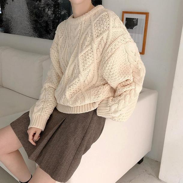 ラウンドネックビッグツイストニット 4281-お取り寄せ4281-画像4-韓国ファッション通販POPREA［ポップリア］