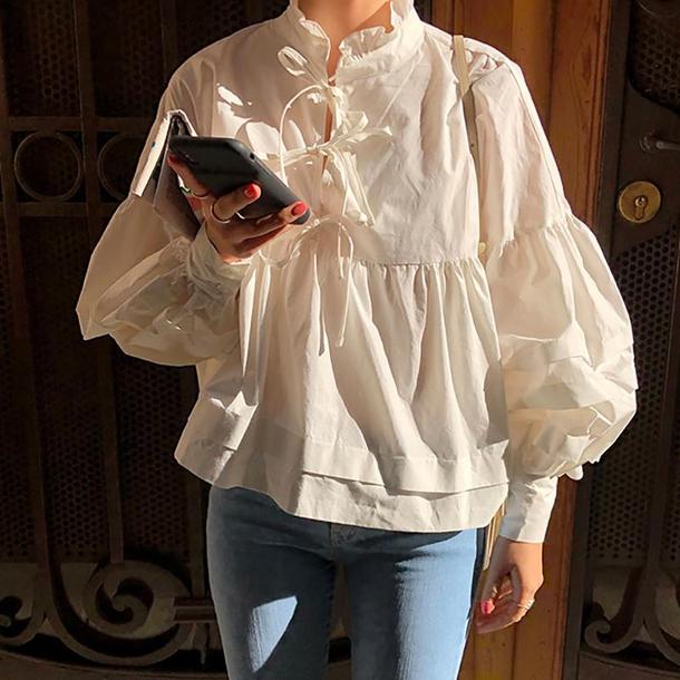 スタンドアップカラードールシャツ 4285-お取り寄せ4285-画像2-韓国ファッション通販POPREA［ポップリア］