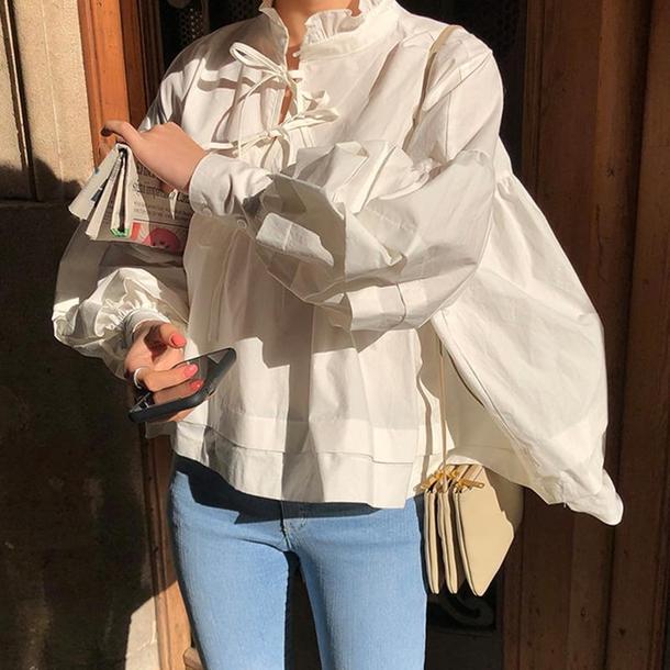 スタンドアップカラードールシャツ 4285-お取り寄せ4285-画像4-韓国ファッション通販POPREA［ポップリア］