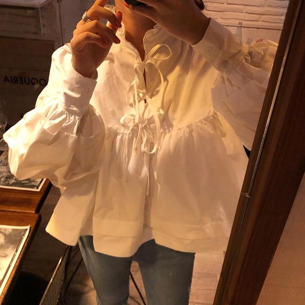 スタンドアップカラードールシャツ 4285-お取り寄せ4285-画像5-韓国ファッション通販POPREA［ポップリア］