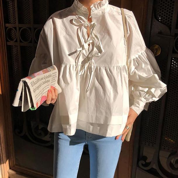 スタンドアップカラードールシャツ 4285-お取り寄せ4285-画像6-韓国ファッション通販POPREA［ポップリア］