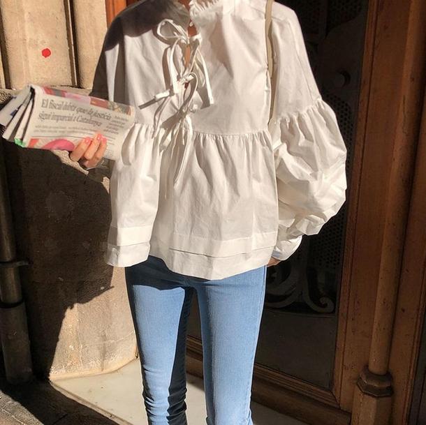 スタンドアップカラードールシャツ 4285-お取り寄せ4285-画像8-韓国ファッション通販POPREA［ポップリア］