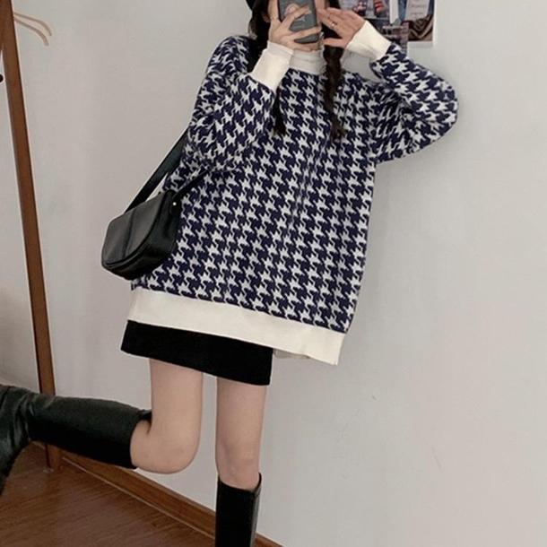 千鳥チェックニット 4290-お取り寄せ4290-画像10-韓国ファッション通販POPREA［ポップリア］