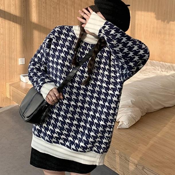 千鳥チェックニット 4290-お取り寄せ4290-画像11-韓国ファッション通販POPREA［ポップリア］