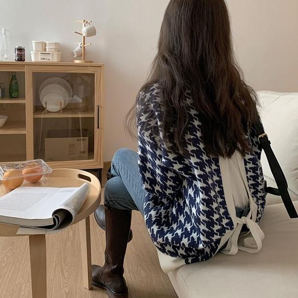 千鳥チェックニット 4290-お取り寄せ4290-画像4-韓国ファッション通販POPREA［ポップリア］