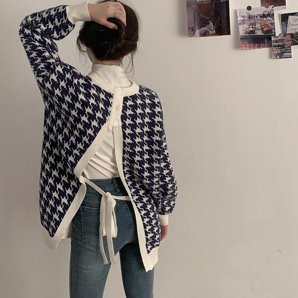 千鳥チェックニット 4290-お取り寄せ4290-画像5-韓国ファッション通販POPREA［ポップリア］