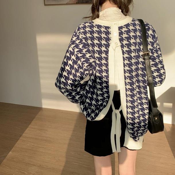 千鳥チェックニット 4290-お取り寄せ4290-画像6-韓国ファッション通販POPREA［ポップリア］