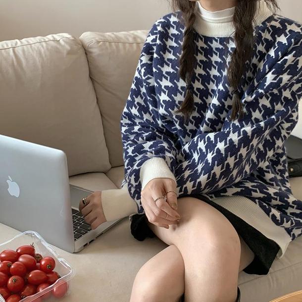 千鳥チェックニット 4290-お取り寄せ4290-画像7-韓国ファッション通販POPREA［ポップリア］