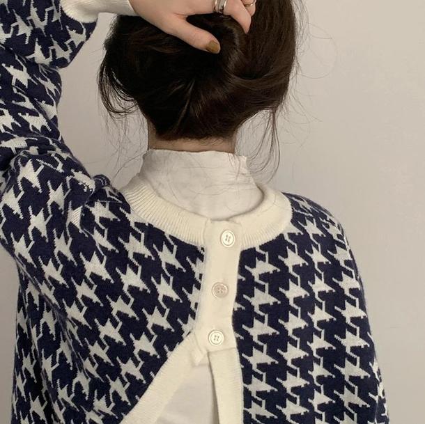 千鳥チェックニット 4290-お取り寄せ4290-画像8-韓国ファッション通販POPREA［ポップリア］