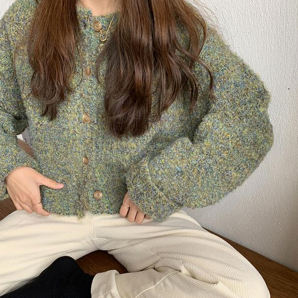 ラウンドネックモザイクカーディガン 4295-お取り寄せ4295-画像3-韓国ファッション通販POPREA［ポップリア］