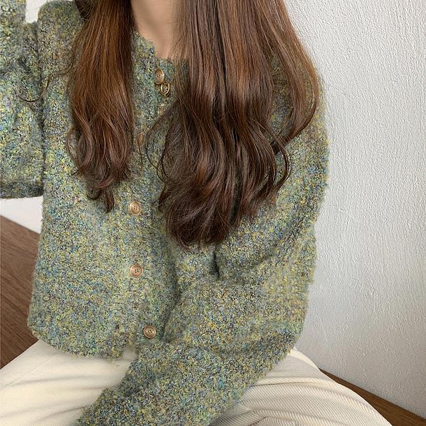 ラウンドネックモザイクカーディガン 4295-お取り寄せ4295-画像5-韓国ファッション通販POPREA［ポップリア］