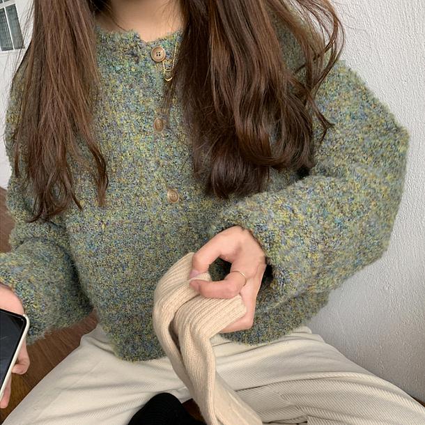 ラウンドネックモザイクカーディガン 4295-お取り寄せ4295-画像6-韓国ファッション通販POPREA［ポップリア］