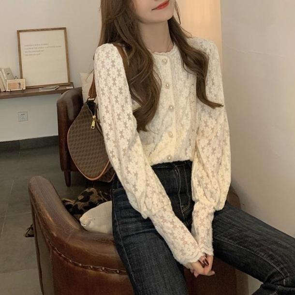 パフスリーフラワーレースブラウス 4296-お取り寄せ4296-画像10-韓国ファッション通販POPREA［ポップリア］