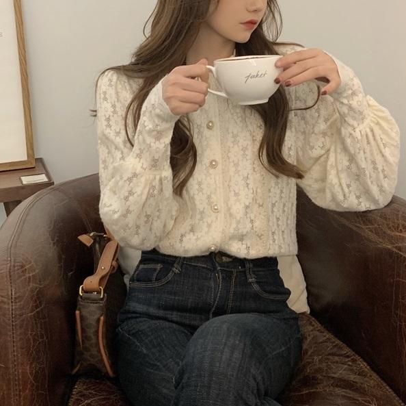 パフスリーフラワーレースブラウス 4296-お取り寄せ4296-画像11-韓国ファッション通販POPREA［ポップリア］