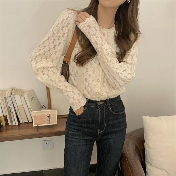 パフスリーフラワーレースブラウス 4296-お取り寄せ4296-画像12-韓国ファッション通販POPREA［ポップリア］